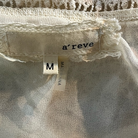 A’REVE Sheer Cream Lacy Top Sz M - Picture 3 of 4
